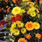 vypichovaná smuteční kytice z gerber