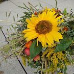 kytice se slunečnicí, soutěž na téma Dožínková slavnost, Flora Olomouc 2012, 1. místo